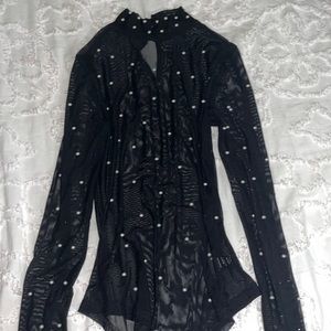 cute see through body suit with pearls